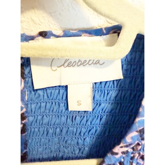 Cleobella Autumn Midi Dress Paisley Print Flutter Sleeve Smocked Blue Small - Picture 7 of 8